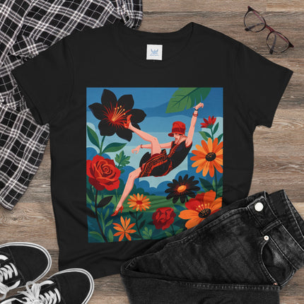 🌺✨ The Lady In The Fabulous Flowers Cotton Tee – Art Deco Floral Fantasy