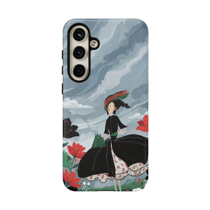 🌧️🌺 The Stormy Flower Walk Phone Case – Art Deco Floral Fashion