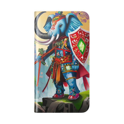 🐘⚔️ Cyberpunk Elephant Samurai Flip Case – Ancient Wisdom & Neon Power