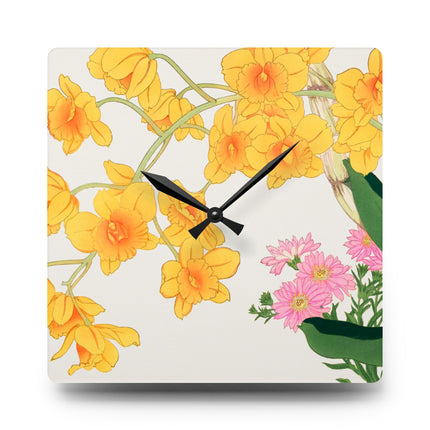 Golden Bow Orchid by Tanigami Kônan Acrylic Wall Clock, Round and Square