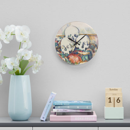 The Three Skulls by Paul Cézanne Acrylic Wall Clock, Round and Square