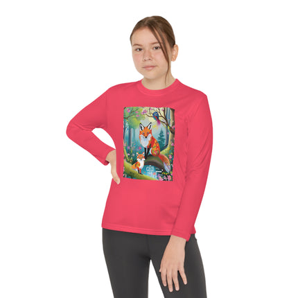 Mischievous Fox Youth Long Sleeve Competitor Tee – Woodland Fun & Storybook Adventure