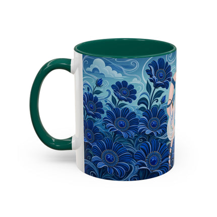 💙🌸 The Sapphire Wind Dancer Colorful Mug – Art Deco Floral Fantasy