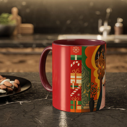 ❤️ The Lady Of The Candlelit Christmas Alcove Colorful Mug – Art Deco Holiday Elegance