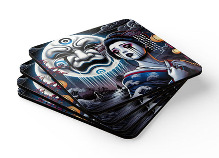 Geisha’s Black Ink Tears Corkwood Coaster Set