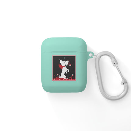 The Enchanting White Terrier with a Red Bow AirPods Case