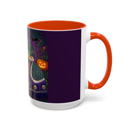 🎭🎃 The Masquerade Beneath The Pumpkin Lantern Colorful Mug – Theatrical Halloween Charm