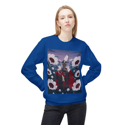 🎭🌹 The Crimson Garden Masquerade Midweight Crewneck Sweatshirt – Art Deco Floral Fantasy
