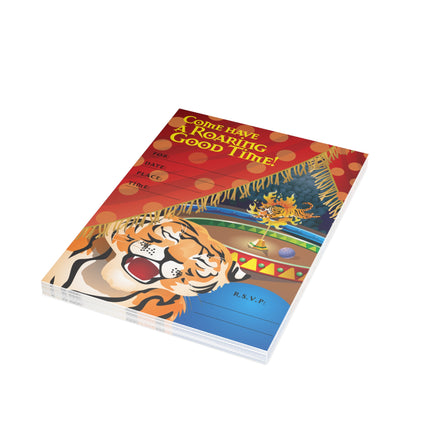 A Roaring Circus Adventure Party Invitation! Bundles of 10, 30, 50 Pieces Available (envelopes included)