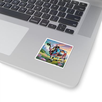 Cyber Glitch Cow Kiss-Cut Stickers (4 Sizes)