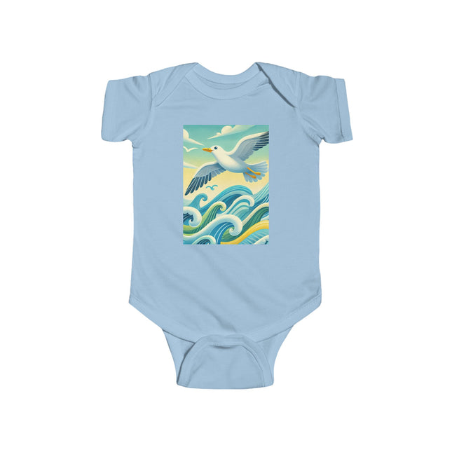 Seagull Riding a Wave Baby Bodysuit – Ocean Adventure Coastal Design