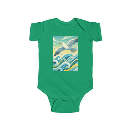 Seagull Riding a Wave Baby Bodysuit – Ocean Adventure Coastal Design