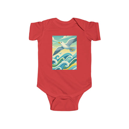 Seagull Riding a Wave Baby Bodysuit – Ocean Adventure Coastal Design