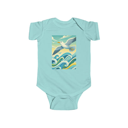 Seagull Riding a Wave Baby Bodysuit – Ocean Adventure Coastal Design