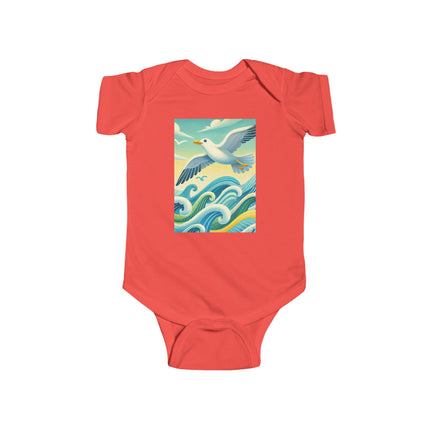 Seagull Riding a Wave Baby Bodysuit – Ocean Adventure Coastal Design