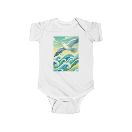 Seagull Riding a Wave Baby Bodysuit – Ocean Adventure Coastal Design