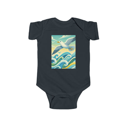Seagull Riding a Wave Baby Bodysuit – Ocean Adventure Coastal Design