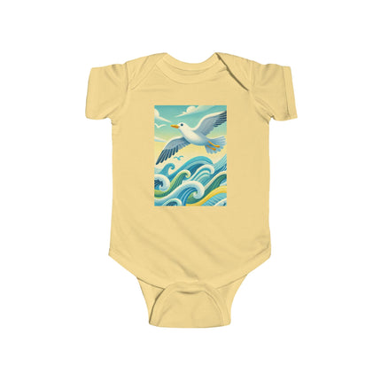Seagull Riding a Wave Baby Bodysuit – Ocean Adventure Coastal Design