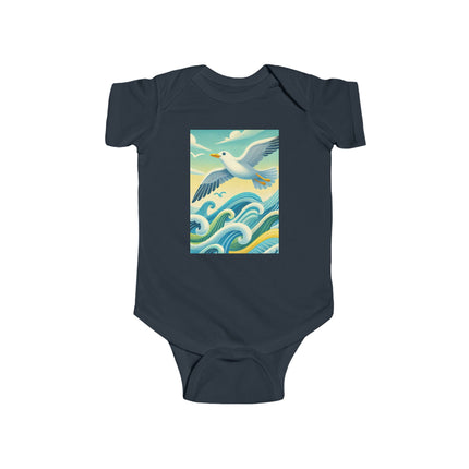 Seagull Riding a Wave Baby Bodysuit – Ocean Adventure Coastal Design