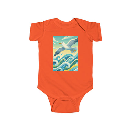 Seagull Riding a Wave Baby Bodysuit – Ocean Adventure Coastal Design