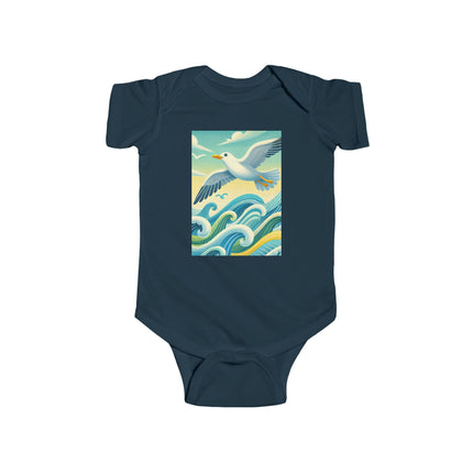 Seagull Riding a Wave Baby Bodysuit – Ocean Adventure Coastal Design