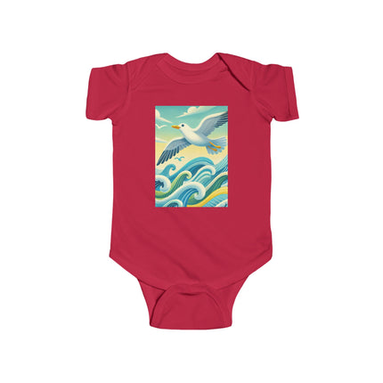 Seagull Riding a Wave Baby Bodysuit – Ocean Adventure Coastal Design