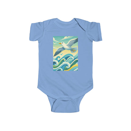 Seagull Riding a Wave Baby Bodysuit – Ocean Adventure Coastal Design