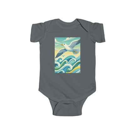 Seagull Riding a Wave Baby Bodysuit – Ocean Adventure Coastal Design