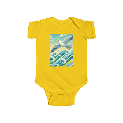 Seagull Riding a Wave Baby Bodysuit – Ocean Adventure Coastal Design