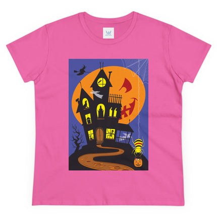 Halloween Night at the Haunted House Women's Midweight Cotton Tee