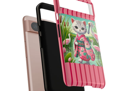 Geisha Kitten Strolls Among the Spoonbills Phone Cases