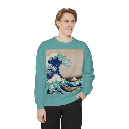 The Great Wave off Kanagawa by Katsushika Hokusai Garment-Dyed Sweatshirt