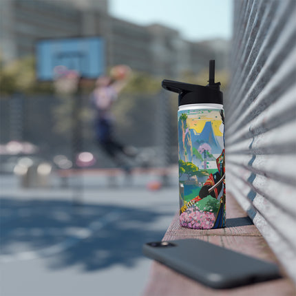 Cyberpunk Samurai Owl Stainless Steel Water Bottle