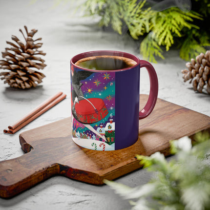 🎁✨ The Lady Of The Christmas Hatbox Colorful Mug – Art Deco Holiday Fantasy
