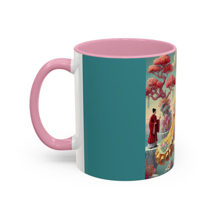 Cherry Blossom Courtesans & Crimson Crab Colorful Mug – Imperial Elegance & Playful Charm