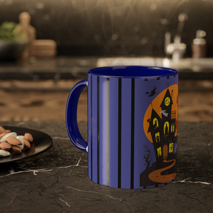 Halloween Night at the Haunted House Colorful Mugs, 11oz