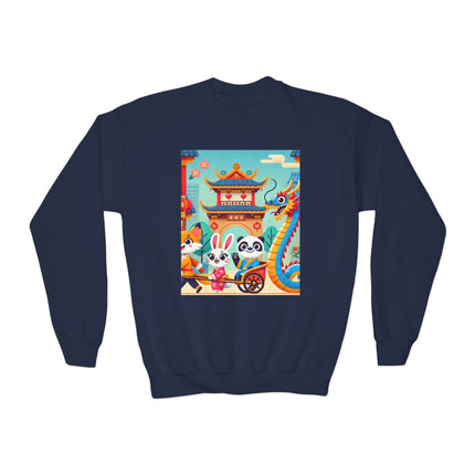 Lantern Street Dragon Parade Youth Crewneck Sweatshirt – Festive Energy, Culture & Playful Adventure