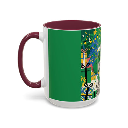 🍀🎄 The Emerald Holly Christmas Colorful Mug – Art Deco Holiday Elegance