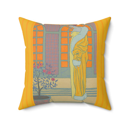 Sur Les Marches Du Jardin by Georges LePape Spun Polyester Square Pillow