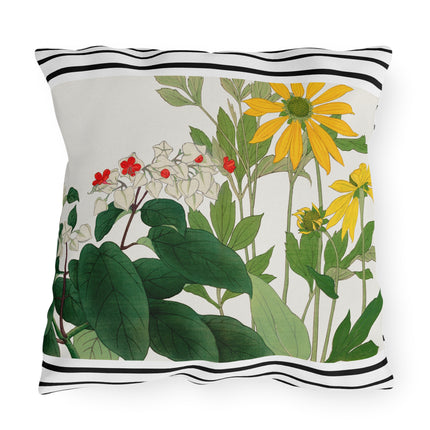 Clerodendrum & Rudbeckia Flower by Tanigami Kônan Outdoor Pillows