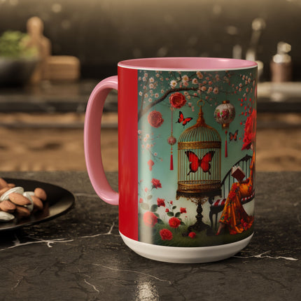 Reading in a Painted Garden Colorful Mugs (11oz, 15oz)
