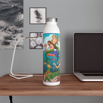 Three Mermaids with Strings of Pearls by Carlo Chiostri Slim Water Bottle