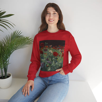 Poppies (A Study of Poppies for Carnation, Lily, Lily, Rose) by John Singer Sargent Heavy Blend™ Crewneck Sweatshirt
