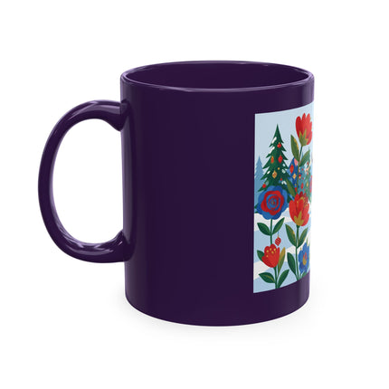 🌹🎄 The Lady Of The Holiday Roses Ceramic Mug – Art Deco Christmas Elegance