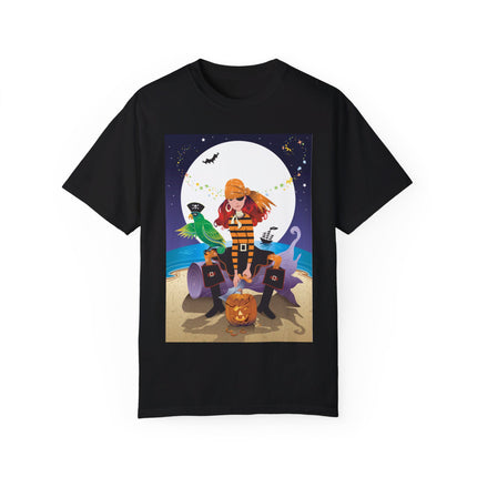 Moonlit Pirate Halloween Unisex Garment-Dyed T-shirt