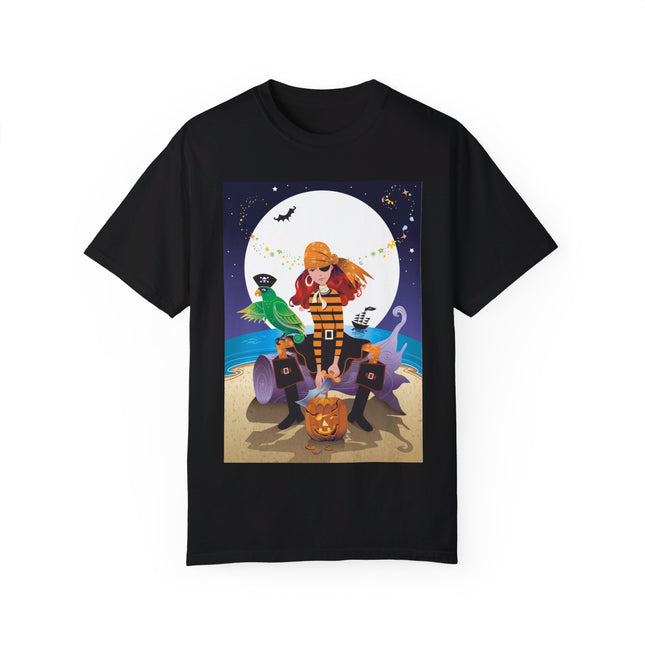 Moonlit Pirate Halloween Unisex Garment-Dyed T-shirt