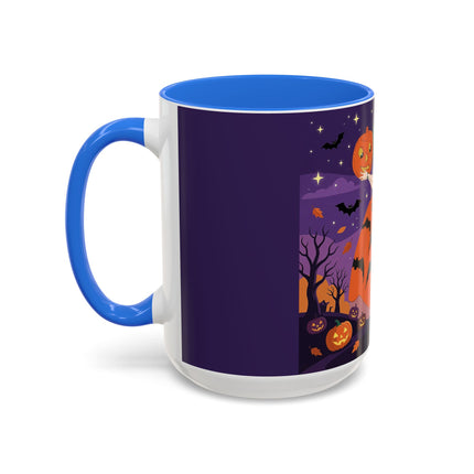 🎃🌕 The Pumpkin Moon Enchantress Colorful Mug – Elegant Halloween Masquerade