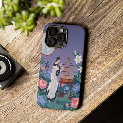 🌸🐦 The Lady Of The Garden Birdcage Phone Case – Art Deco Floral Elegance
