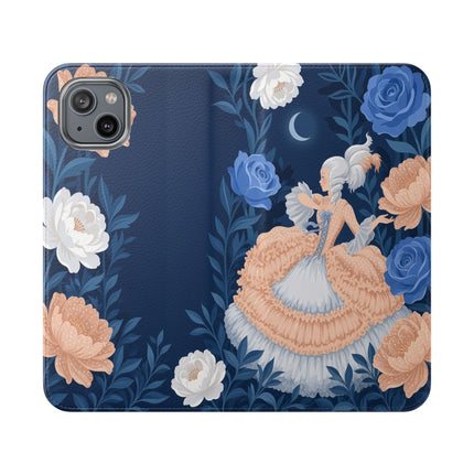 🌙🌸 The Lady Of The Moonlit Flowers Flip Case – Art Deco Floral Reverie