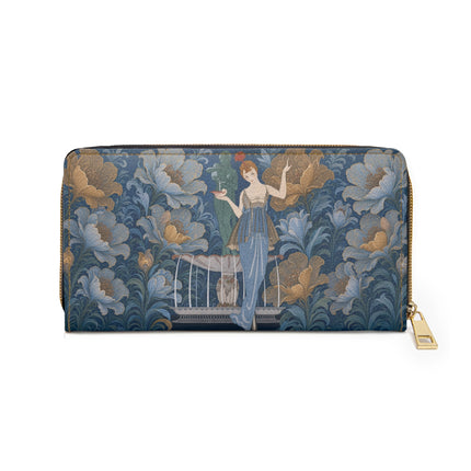 🌸🦚 The Enchanted Peacock Fountain Wallet – Art Deco Floral Elegance